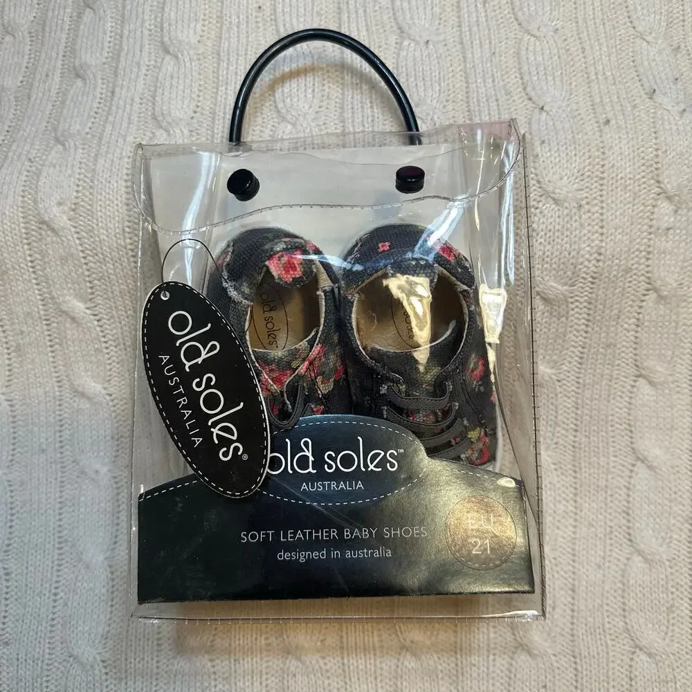 New Old Soles Millennium Tread sz 21 (5) Black floral baby sneakers